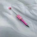 Handmade DIY heart-shaped beadable ballpoint pen in macaron pink candy color style - Rose Red