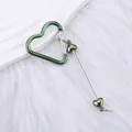 Green heart-shaped metal carabiner keychain featuring electroplated heart bead pendant - Grass Green