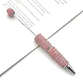Pink sparkling rhinestone DIY beadable ballpoint pen with a spiral crystal-encrusted body - 1.0mm Bullet Tip / Pink