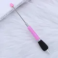 Creative DIY beadable ballpoint pen in macaron pink with ergonomic soft sponge grip - Click Beaded Pen / Macaron Pink