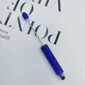 Sparkling royal blue rhinestone touch screen stylus and DIY bead pen for writing - 1.0mm Bullet Tip / Blue