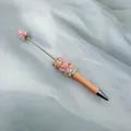 Elegant handmade macaron pink heart beaded ballpoint pen with candy color design - Light Pink