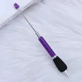 Purple DIY beadable ballpoint pen with black soft sponge grip for comfortable writing - Click Beaded Pen / Candy Purple