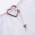 Rose gold electroplated heart-shaped carabiner keychain with beaded charms - Coffee