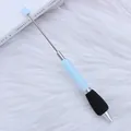 Light blue DIY beadable ballpoint pen featuring a comfortable black sponge grip sleeve - Candy Light Blue