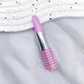 Elegant rhinestone-encrusted lipstick-shaped ballpoint pen with a sparkling pink finish - Bullet Tip 0.7mm / Pink