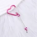 Metallic pink heart-shaped carabiner keychain with beaded heart charms for backpack - Light Rose Red