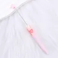 Bolígrafo de cuentas rosa DIY con lindo diseño de lazo sobre fondo de piel blanca - Lazo/Patrón Corazón de Lunares (66)