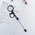 Matte black minimalist lobster clasp keychain with long metal pin and bead charm - 1 Piece / Black