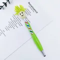 Penna a sfera con testa di bambola verde, clip arcobaleno e punta stilo touch screen - Verde chiaro