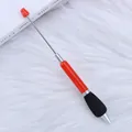 Customizable DIY beaded ballpoint pen in red with a comfortable black sponge grip - Bright Red