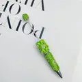 Luxury handmade beaded ballpoint pen featuring green rhinestones and floral patterns - Grass Green