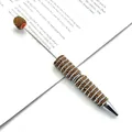 Luxury spiral rhinestone beaded ballpoint pen with sparkling brown and white stripes. - 1.0mm Bullet Tip / Coffee Orange