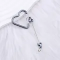 Sleek dark electroplated heart carabiner keychain charm with heart bead dangle accessory - Gun Grey