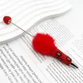 Luxuriöser Kugelschreiber mit rotem Strass-Leopardenmuster und flauschigem Pompon - Rot