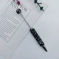 Elegant black rhinestone ballpoint pen for DIY beading with sparkling crystal handle. - Black