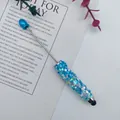Handmade blue glitter beaded stylus pen with star sequins and conductive touch tip - 1.0mm Bullet Tip / Sapphire Blue (15)