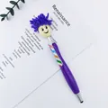 Penna a sfera con testa a scopa viola originale con pennino e clip arcobaleno - Viola scuro