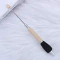 Macaron color DIY beaded ballpoint pen featuring a comfortable black sponge grip - Khaki Beige