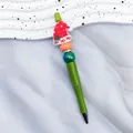 Festive Christmas beaded ballpoint pen with a red Santa hat charm and a green barrel - Christmas Hat Style (9-Matcha Green)