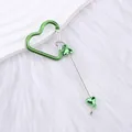 Metallic green heart-shaped carabiner with electroplated beads for backpack ornament. - Dark Green