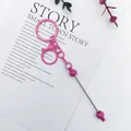 Pink lacquered metal beadable keychain rod with lobster clasp for DIY craft bag charms - 1 Piece / Rose Red