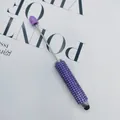 Bling purple full rhinestone beaded stylus pen for touch screens in DIY style - 1.0mm Bullet Tip / Pink Purple