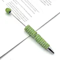 Green striped rhinestone beadable pen for DIY stationery projects and elegant crafts. - 1.0mm Bullet Tip / Matcha Green