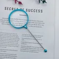 Professional 3x handheld magnifying glass with blue electroplated rim and beaded handle - Electroplated Light Blue
