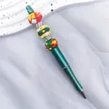 Elegant Christmas beaded ballpoint pen featuring festive charms and rhinestones - Pearlescent Peacock Blue-Star (Zhishi Culture Christmas Magic Wand) / 1.0mm Bullet Tip