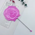 Portable pink rose-shaped hand mirror with slim metal handle for DIY beaded crafts - 17cm*7.2cm / Rose Red