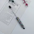 Colorful rhinestone decorated stylus pen with metallic rod and soft rubber tips - Black Style (3-Black) / 1.0mm Bullet Tip / Black