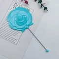 Portable turquoise rose flower handheld mirror with long metal handle for vanity - 17cm*7.2cm / Light Blue