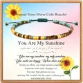 Verstelbare handgemaakte morsecode armband van natuursteen met You Are My Sunshine kaart - You are my sunshine african pine