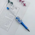 Elegante blauw gegalvaniseerde kralenpen met decoratieve roos- en vlinderkralen - 1,0 mm Bullet Tip / Gegalvaniseerd Donkerblauw
