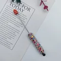 Multicolor DIY beaded touch stylus pen with shimmering rhinestones and red top bead - Orange Style (10-Orange)