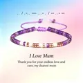 Elegante paarse natuurstenen morsecode armband met een 'I Love Mum' boodschapskaart - I LOVE MUM