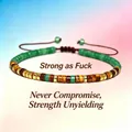 Handgemaakte natuursteen Morsecode armband met verstelbaar koord en motiverende quote - Stvogasfuck
