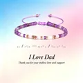 Verstelbare kralenarmband met morsecode 'I Love Dad' in paars en zeer chic roségoud - I LOVE DAD