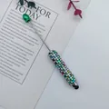 Colorful rhinestone DIY beaded touch screen stylus pen with decorative green bead - Imperial Green Style (14-Imperial Green)