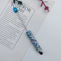 DIY beadable touchscreen stylus pen featuring a colorful rhinestone encrusted handle - Sapphire Blue Style (15-Sapphire Blue)