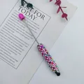 Decorative DIY beadable stylus pen featuring vibrant multi-colored rhinestones and pink accent - Rose Red Style (58-Rose Red)