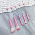 5Pcs DIY metal handle beadable makeup brush set for blush and eye shadow - Pink
