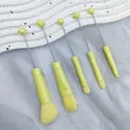 Set di 5 pennelli da trucco fai-da-te con manico in metallo perlato per uso professionale - Giallo
