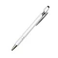 Slanke zilveren aluminium balpen met drukmechanisme en een touchscreen stylus punt - Kogelpunt 1.0 / Zilver