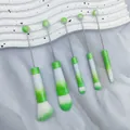 Set di 5 pennelli da trucco con manico in metallo perlato sfumato verde e bianco - verde sfumato