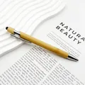 Bolígrafo ecológico de bambú natural con punta de lápiz táctil negra para pantallas - Punta de Stylus / Negro