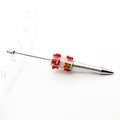 Festive Christmas DIY beaded ballpoint pen with silver finish and glitter charms - Silver