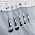 Premium 5-piece DIY metal beadable makeup brush set with elegant silver finish - Silver
