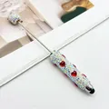 DIY touch screen stylus pen with colorful rhinestones and red heart beads - Red